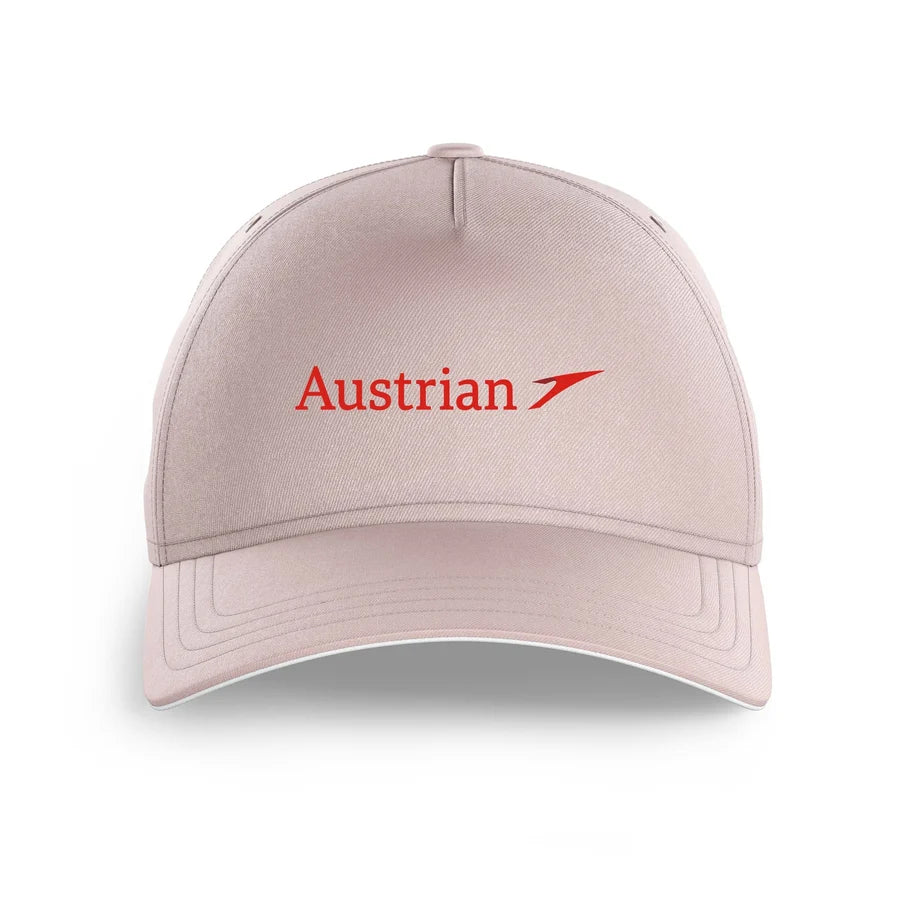 Austrian Airlines logo printed on pink cap