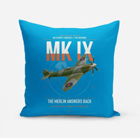 Thumbnail for Supermarine Spitfire Mk IX design on turquoise pillow
