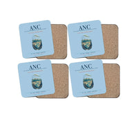 Thumbnail for Ted Stevens Anchorage International Airport (ANC) design on light blue 4 pieces set coaster