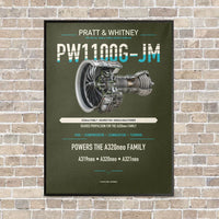 Thumbnail for PW1100G-JM vertical canvas print - framed - green army background
