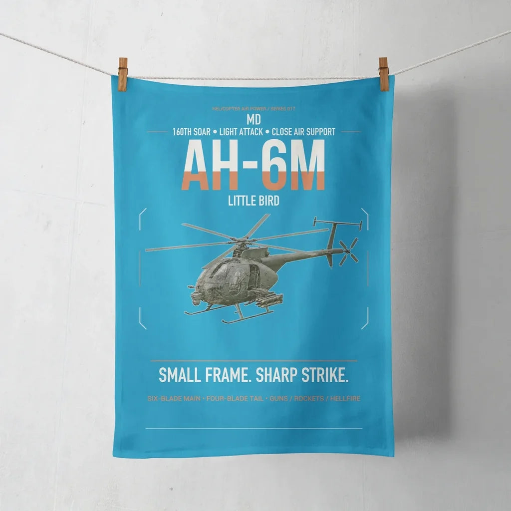 MD AH-6M Little Bird design on turquoise towel