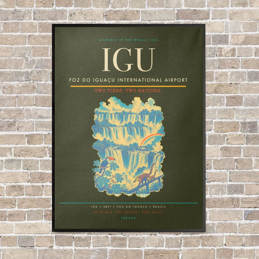Foz do Iguaçu International Airport IGU vertical canvas print - framed - green army background