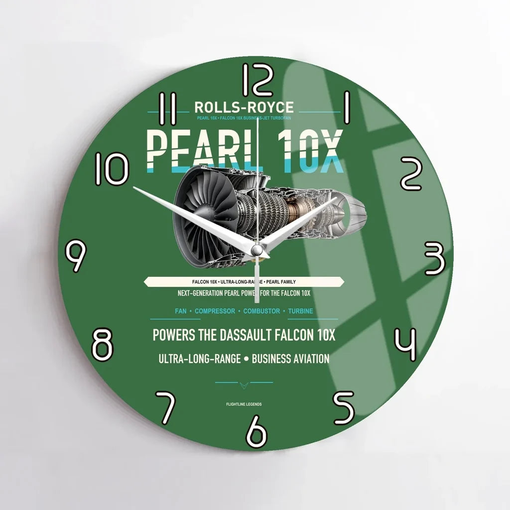 PEARL 10X design on green no frame wall clock