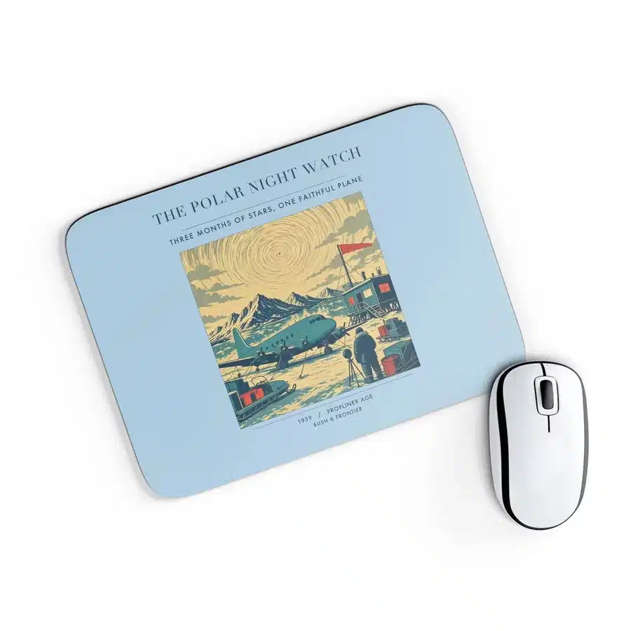 VINTAGE G4357 - The Polar Night Watch - Designed Mouse Pads design on lightblue rectangle