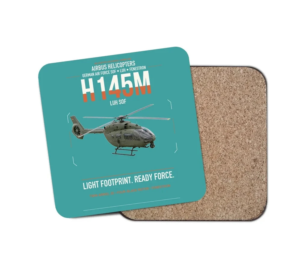 Airbus Helicopters H145M LUH SOF design on turquoise 1 piece coaster
