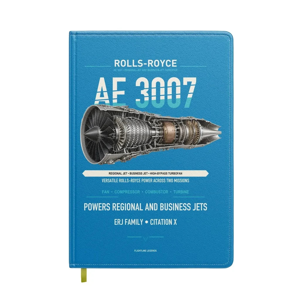 AE 3007 design on turquoise notebook