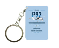 Thumbnail for Tecnam P92 Echo MkII design on light blue designed key chain, double-side print