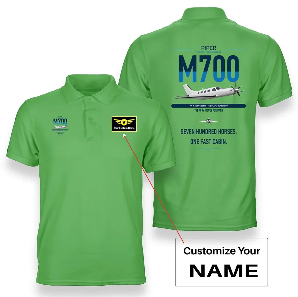 Piper M700 Fury design on light green+name double-side polo t-shirt, double-side print