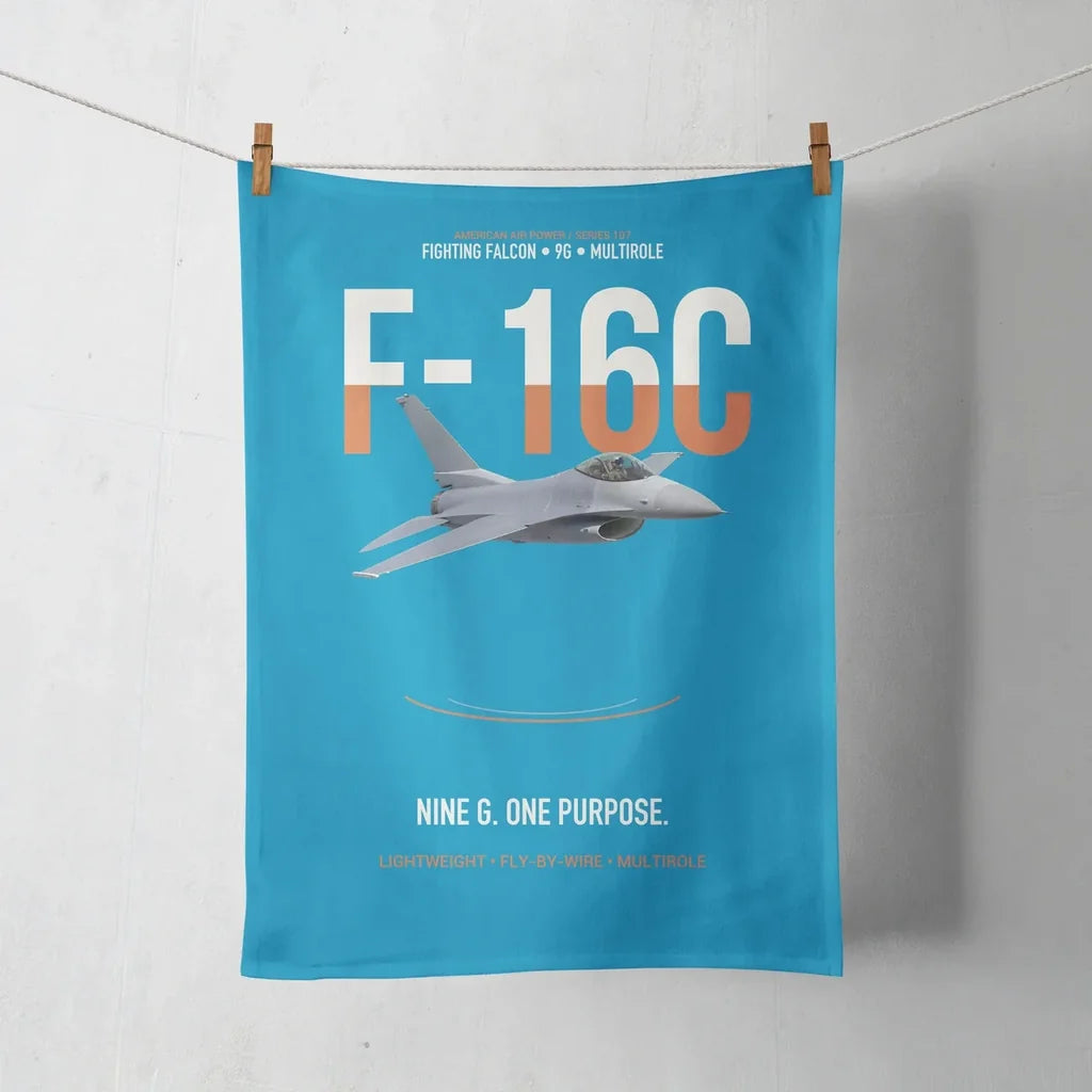 F-16C Fighting Falcon Nine G One Purpose design on turquoise towel