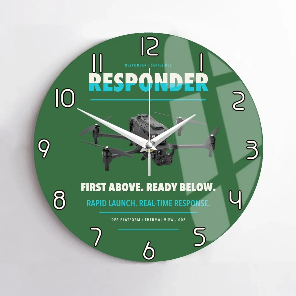 BRINC Responder design on green no frame wall clock