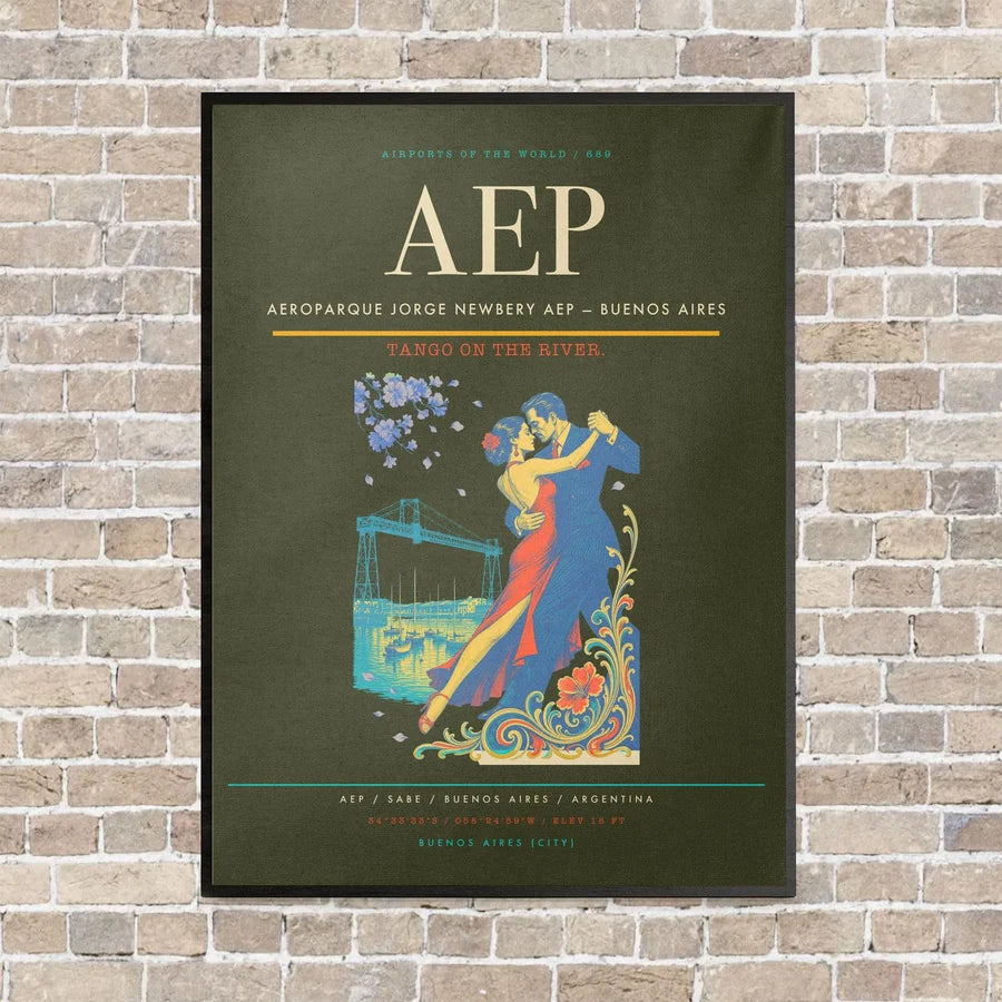 Aeroparque Jorge Newbery AEP — Buenos Aires vertical canvas print - framed - green army background