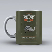 Thumbnail for Kaman SH-2F Seasprite design on green army ceramic mug, double-side print