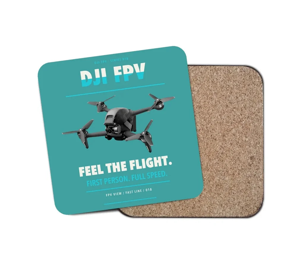DJI FPV design on turquoise 1 piece coaster