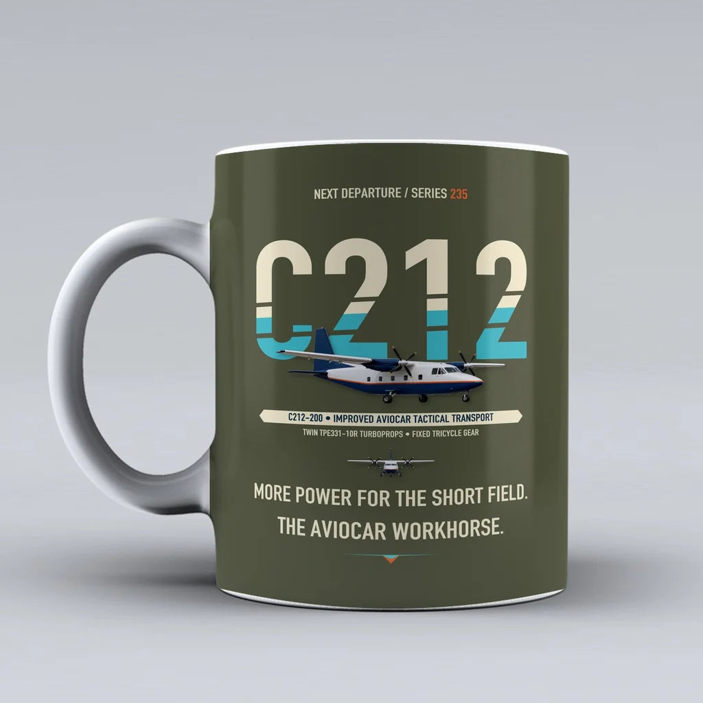 C-212-200 Aviocar Mug design on green army casa