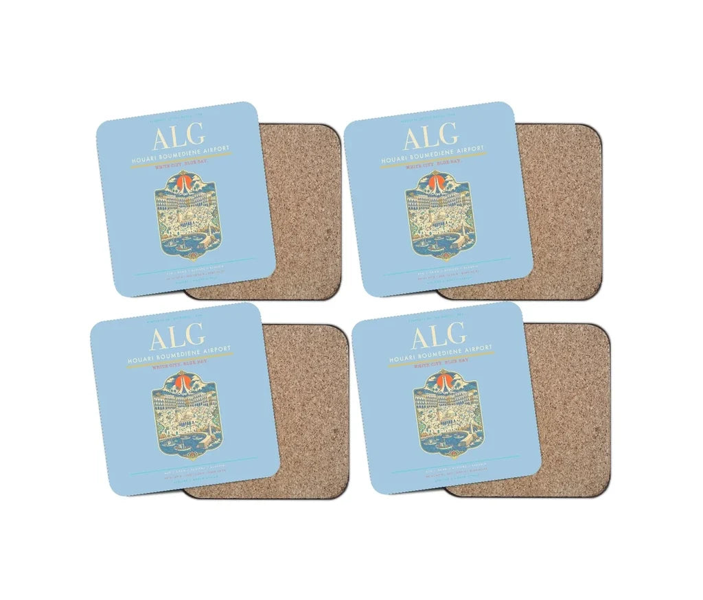 Houari Boumediene Airport ALG Coaster 4-Pieces-Set - Light Blue