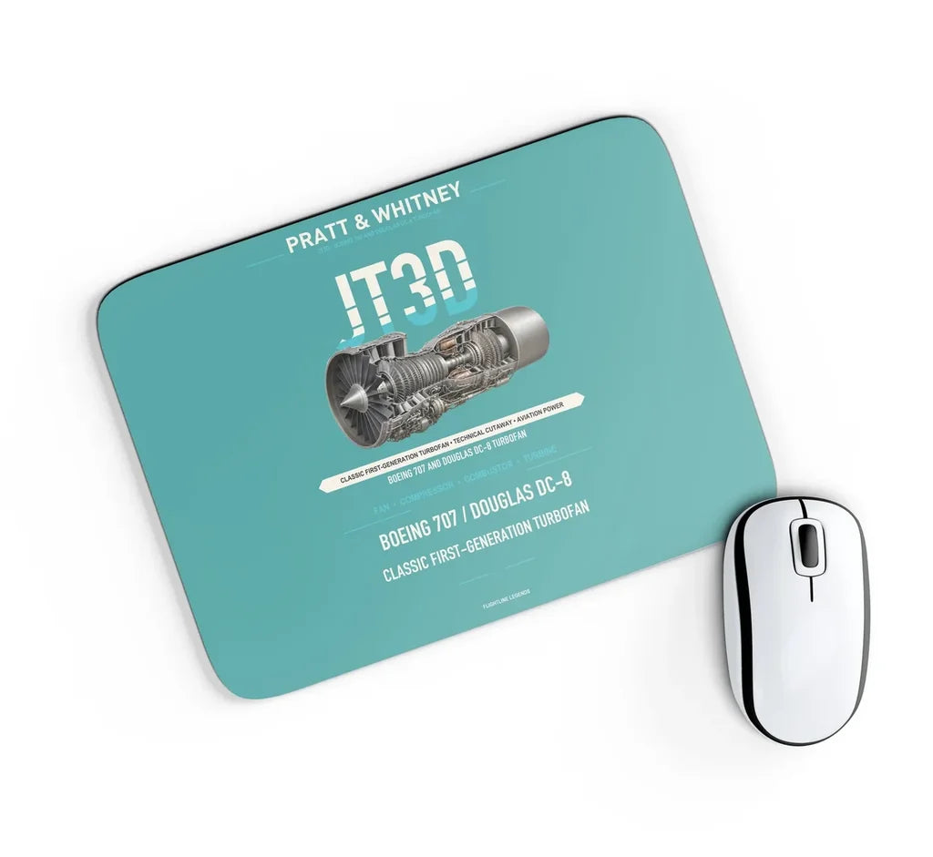 JT3D design on turquoise rectangle mouse pad