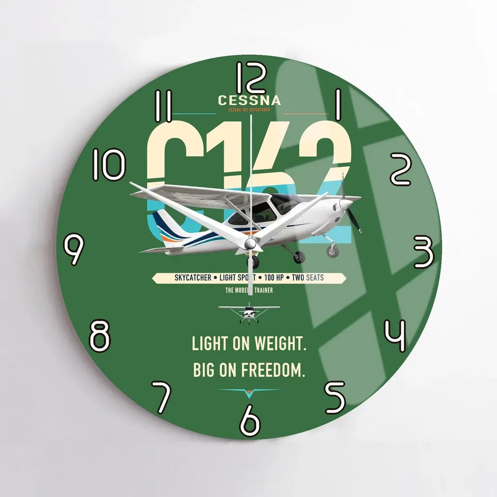 Cessna 162 Skycatcher design on green no frame wall clock