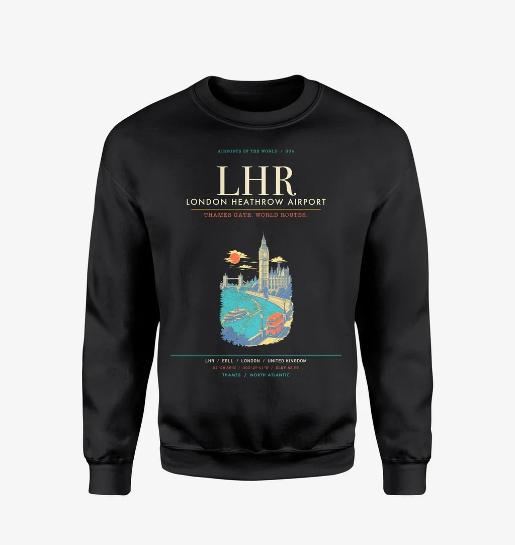 London Heathrow Airport LHR Sweatshirt - Black