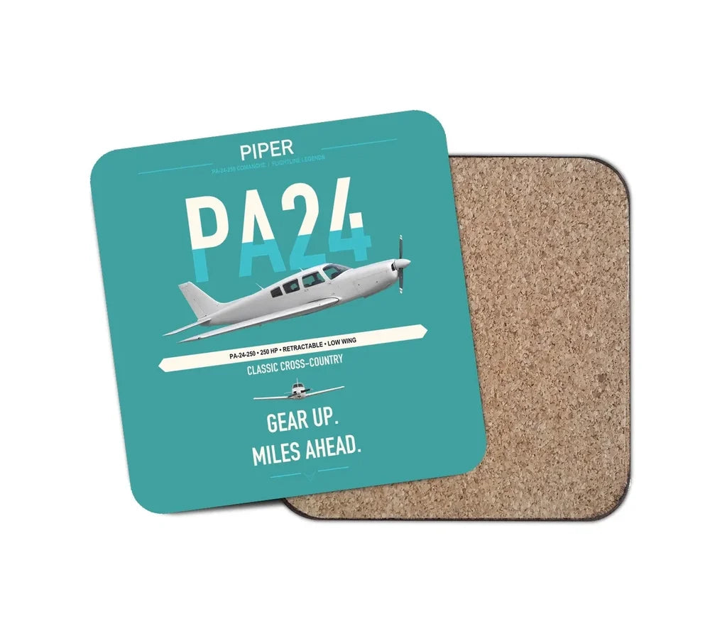 Piper PA-24-250 Comanche 250 design on turquoise 1 piece coaster