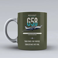 Thumbnail for Beechcraft Baron G58 design on green army ceramic mug, double-side print