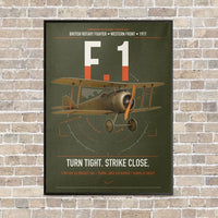 Thumbnail for Sopwith Camel F.1 vertical canvas print - framed - green army background