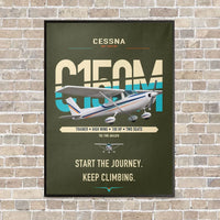 Thumbnail for Cessna 150M vertical canvas print - framed - green army background