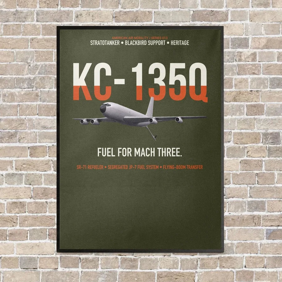KC-135Q Blackbird Tanker vertical canvas print - framed - green army background