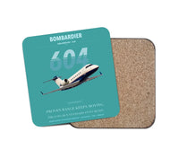 Thumbnail for Bombardier Challenger 604 design on turquoise 1 piece coaster