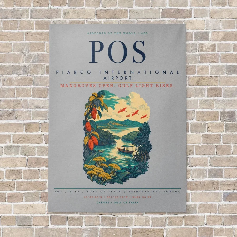 Piarco International Airport POS vertical canvas print - no frame - light gray background