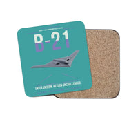 Thumbnail for B-21 Raider design on turquoise 1 piece coaster
