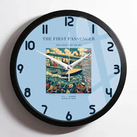Thumbnail for VINTAGE G4007 - The First Passenger - Designed Wall Clocks design on lightblue framed