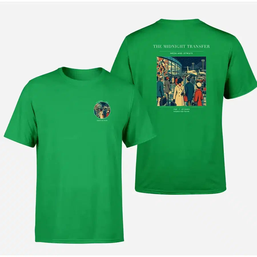 VINTAGE G4117 - The Midnight Transfer - Double-Side T-Shirt design on green double side t shirt