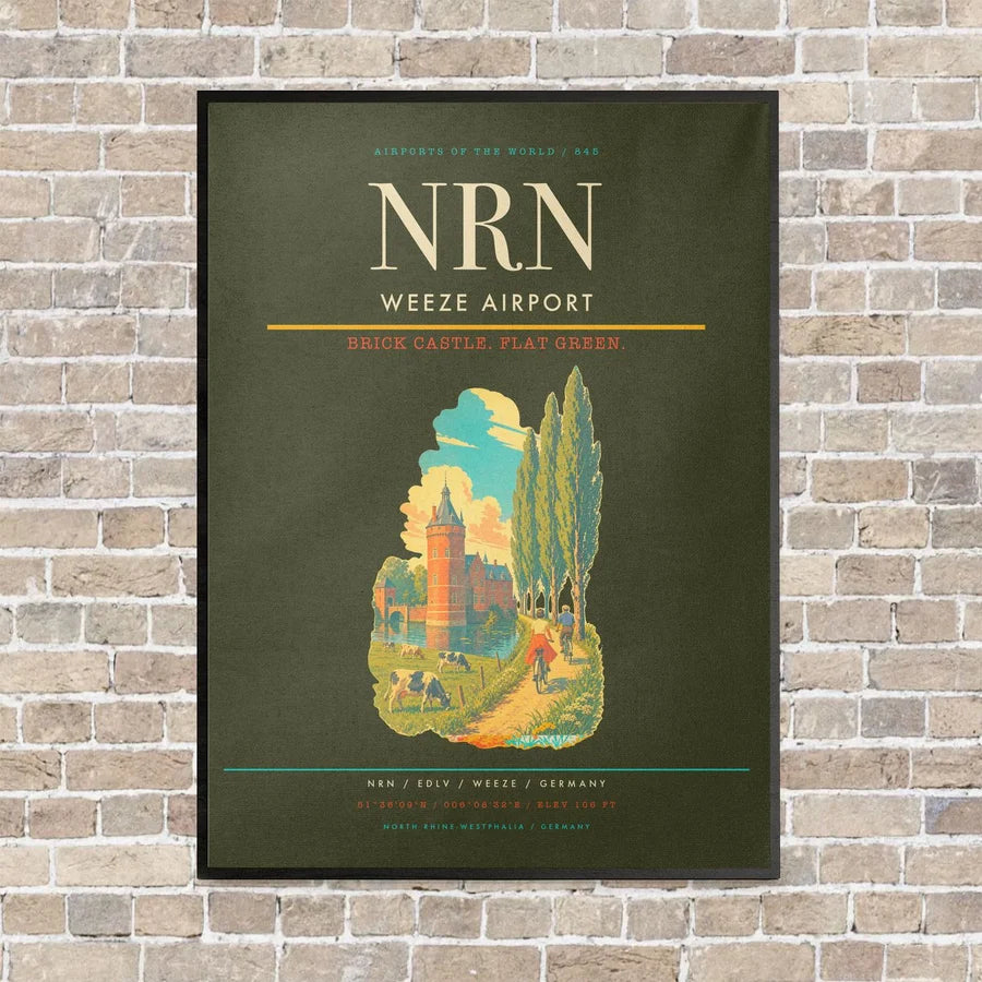 Weeze Airport NRN vertical canvas print - framed - green army background