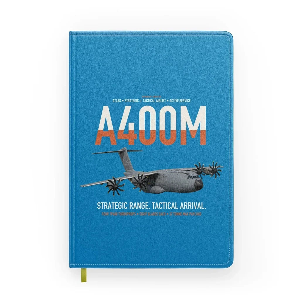 Airbus A400M Atlas design on turquoise notebook