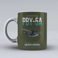 Thumbnail for PBY-5A Catalina design on green army ceramic mug, double-side print