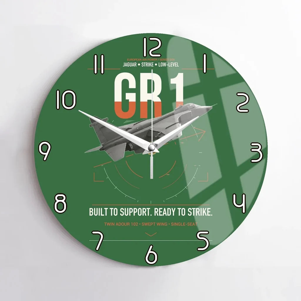 SEPECAT Jaguar GR1 design on green no frame wall clock