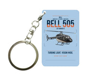Thumbnail for Bell 505 Jet Ranger X design on light blue designed key chain, double-side print