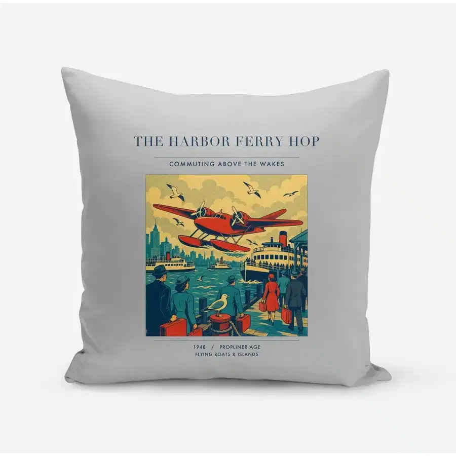 VINTAGE G4361 - The Harbor Ferry Hop - Designed Pillows design on lightgray