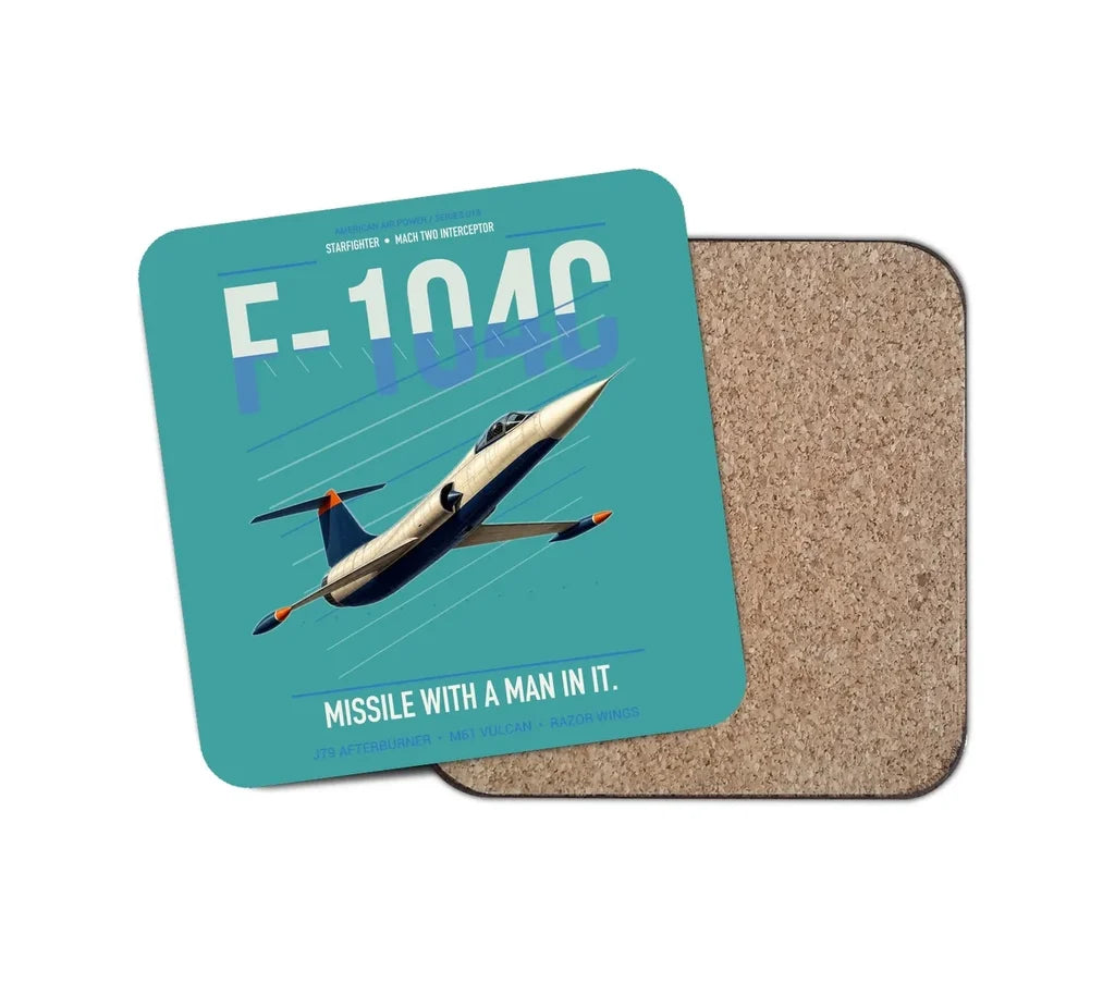 F-104C Starfighter design on turquoise 1 piece coaster