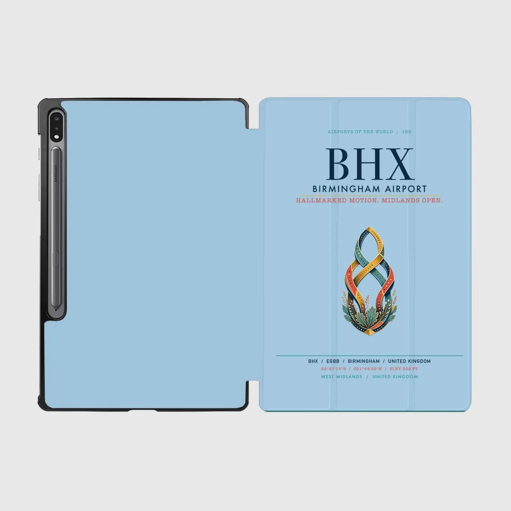 Birmingham Airport (BHX) design on light blue samsung tablet tablet case