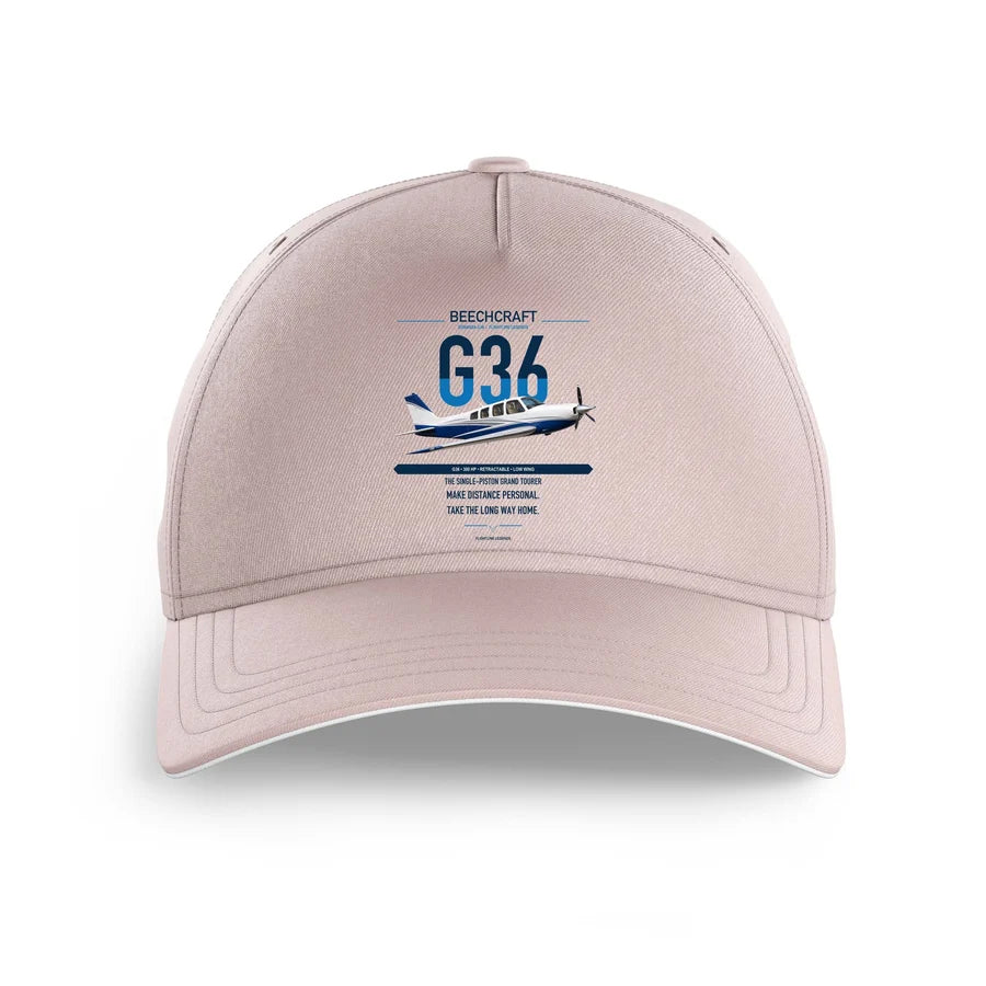 Beechcraft Bonanza G36 design on pink printed hat