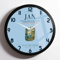 Thumbnail for Jackson–Medgar Wiley Evers International Airport (JAN) design on light blue framed wall clock