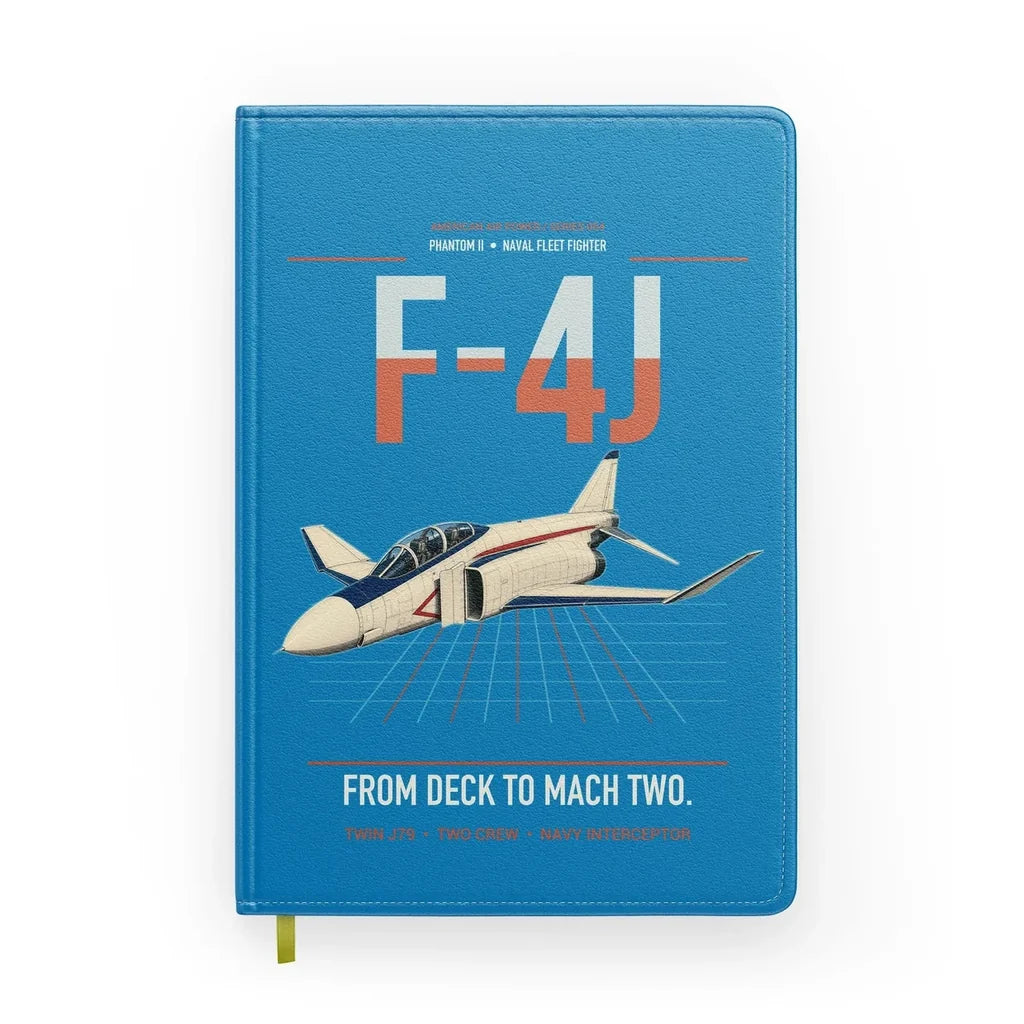 F-4J Phantom II design on turquoise notebook