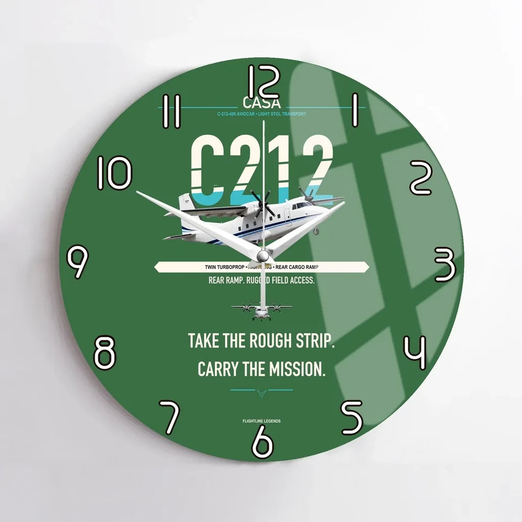 CASA C-212-400 Aviocar design on green no frame wall clock