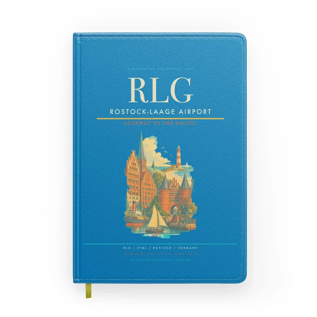 Rostock-Laage Airport (RLG) design on turquoise notebook