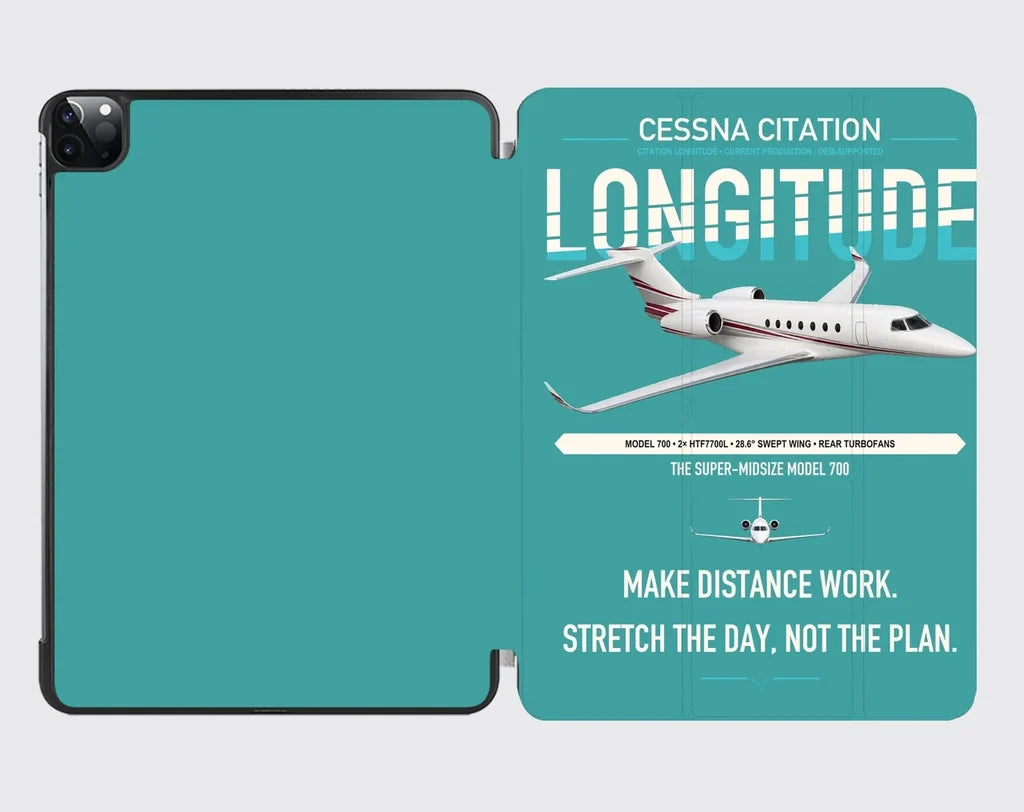 Cessna Citation Longitude design on turquoise ipad tablet case
