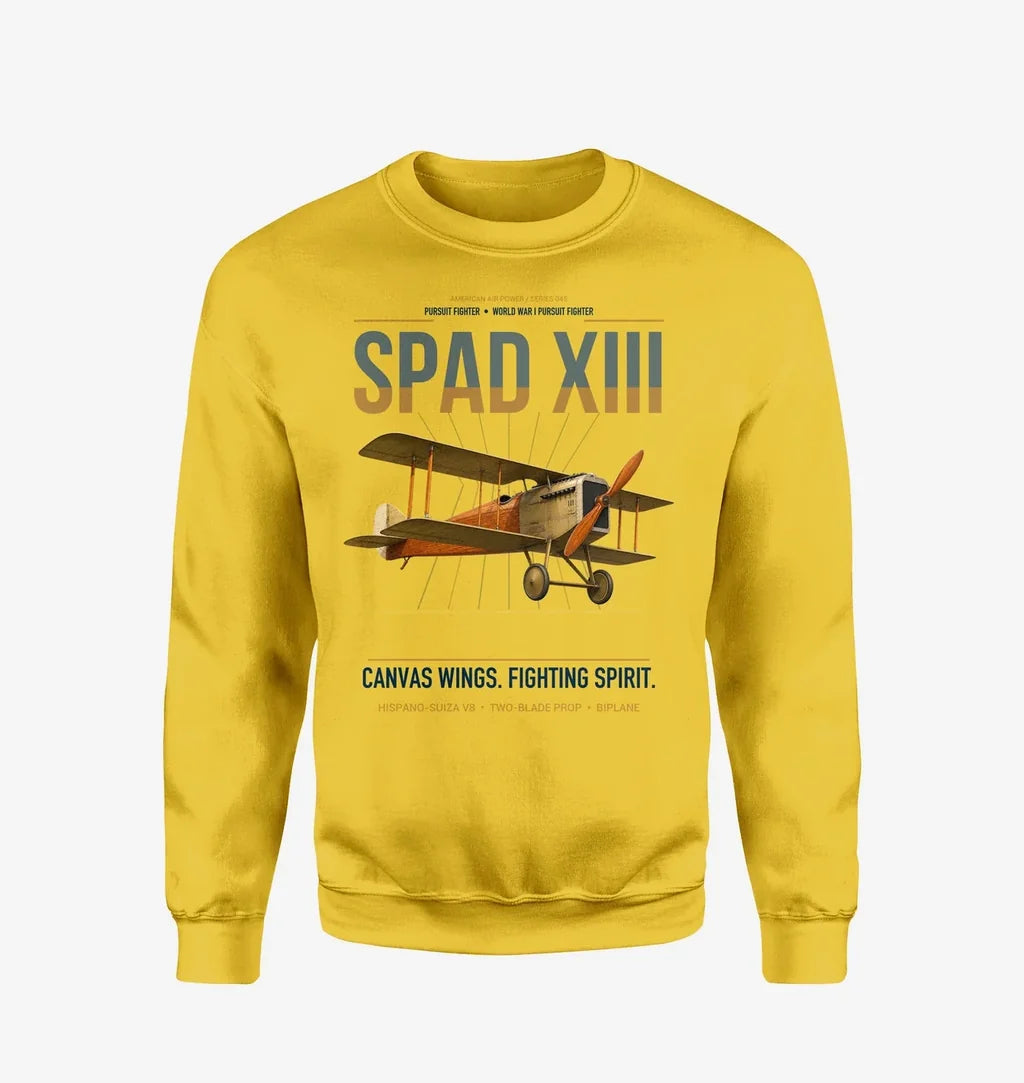 SPAD XIII design on yellow sweatshirt
