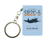 Thumbnail for SB2C-5 Helldiver design on light blue designed key chain, double-side print