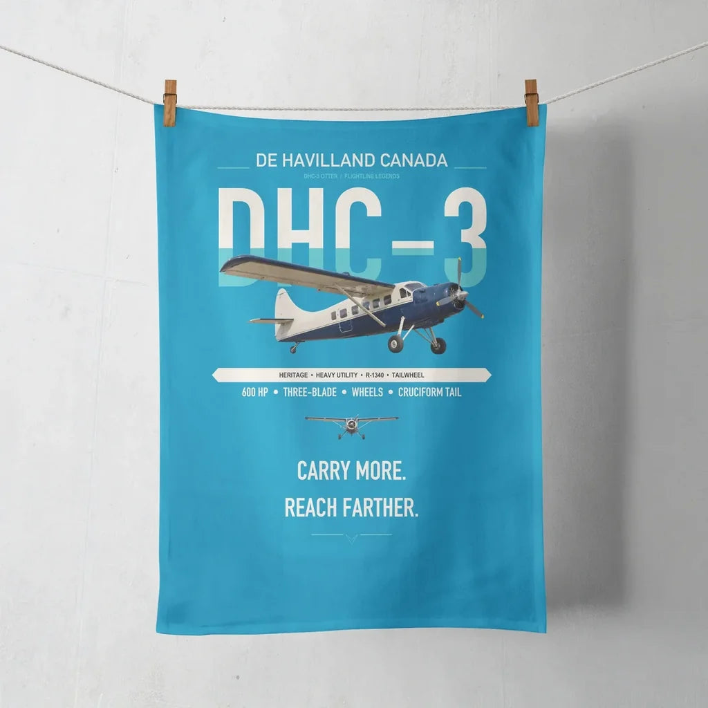 DHC-3 Otter design on turquoise towel