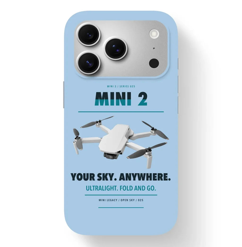 DJI Mini 2 Case design on light blue iphone case